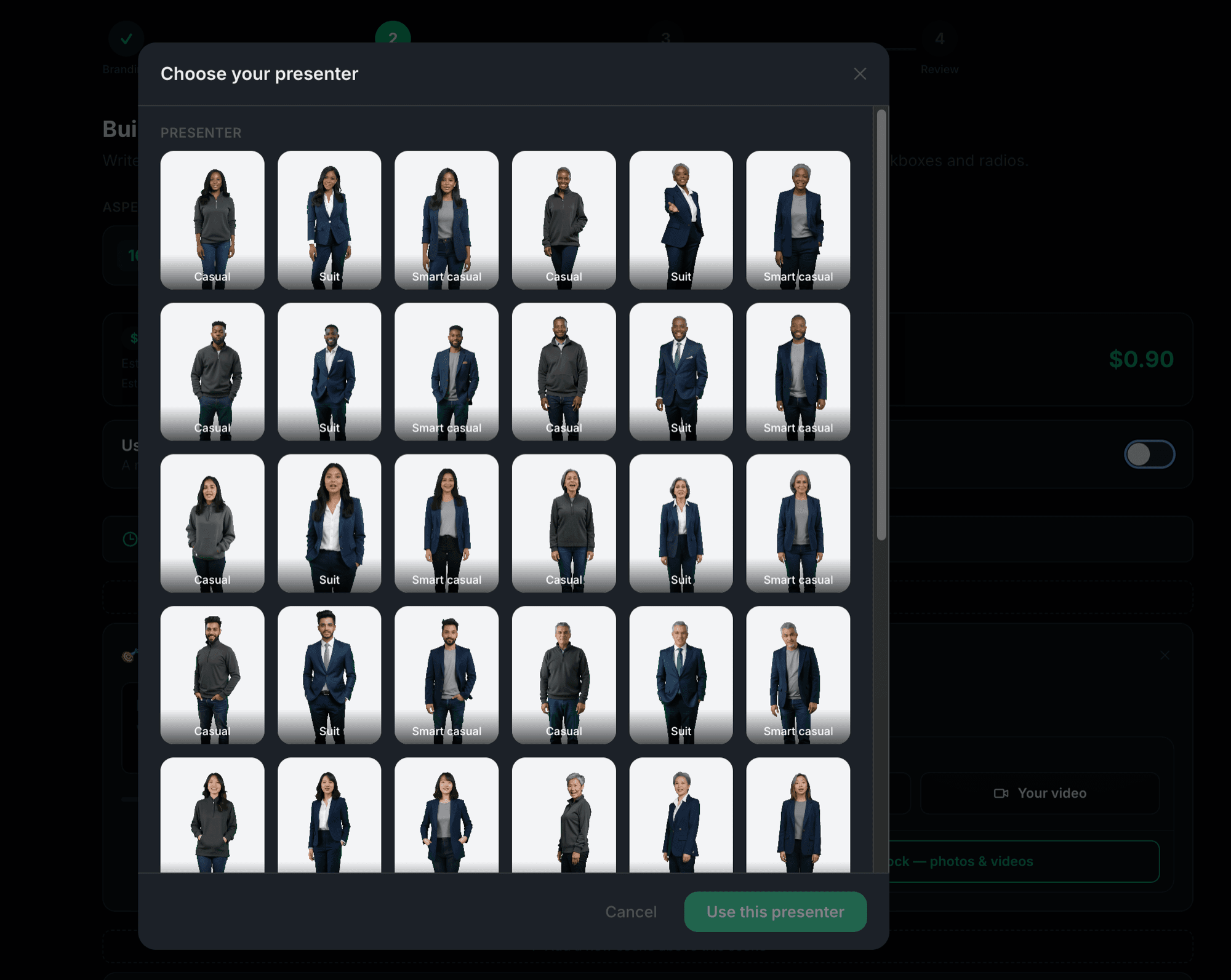 The presenter library with dozens of real presenters to choose from